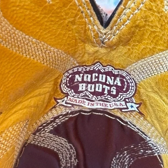 Nocona Men's Brown Bullhide Leather Western Cowboy Boots Sz 8.5EE Wide - Picture 8 of 9